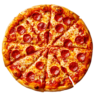 Pepperoni Pizza — A classic favorite loaded with zesty pepperoni, melted cheese, and a crispy golden crust, baked to perfection.
